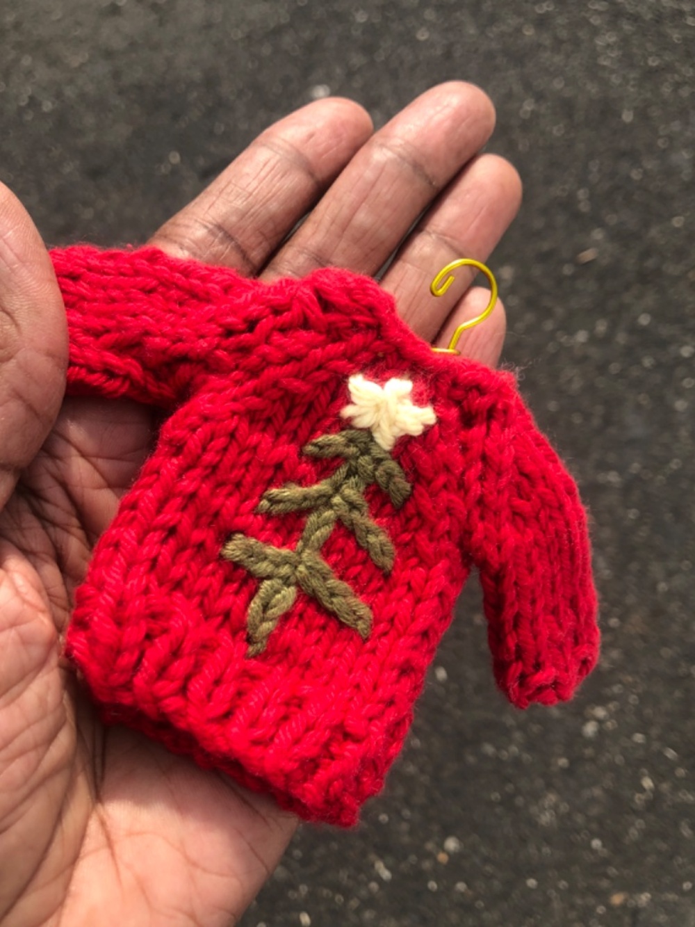 Christmas Holiday Crochet Mini Chunky Sweater Ornament, Tiny Gift Tag